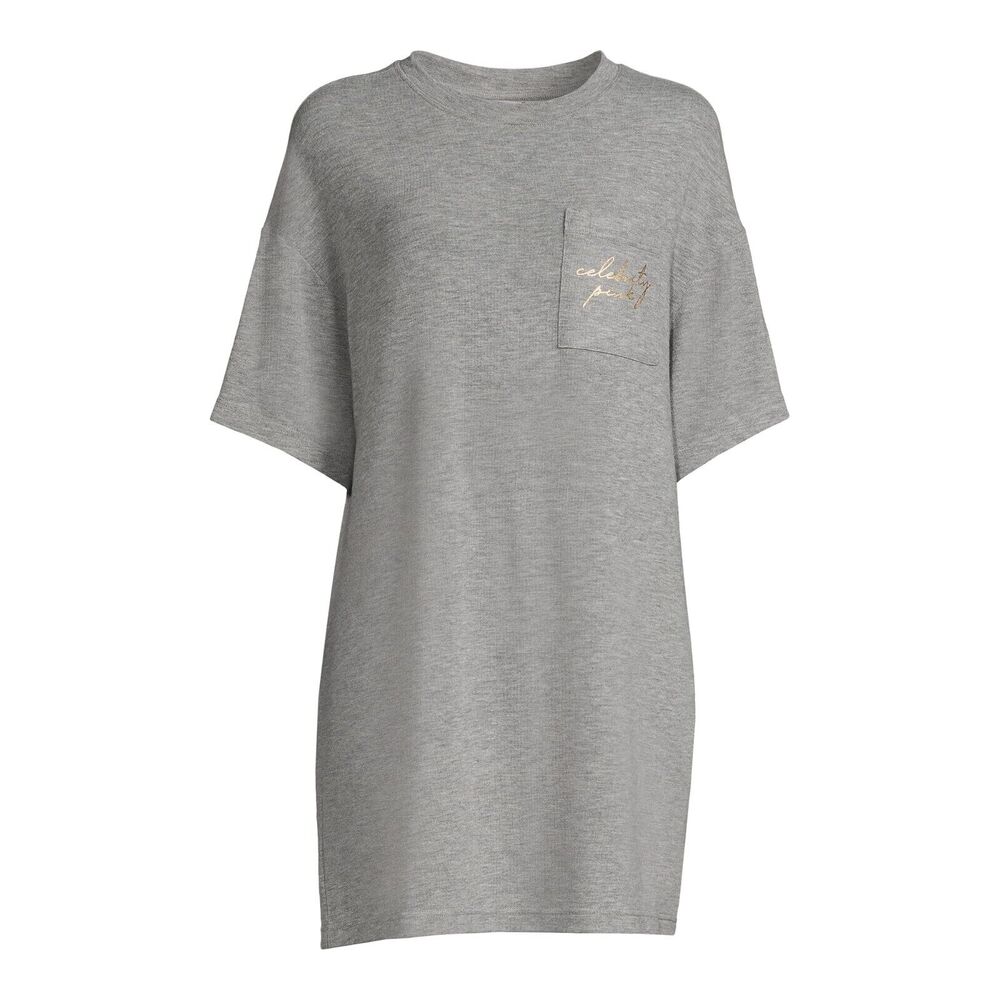 CELEBRITY PINK SLEEP WOMENS GRAY OVERSIZED‎ SLEEP SHIRT NIGHTGOWN SIZE XS/S NWT